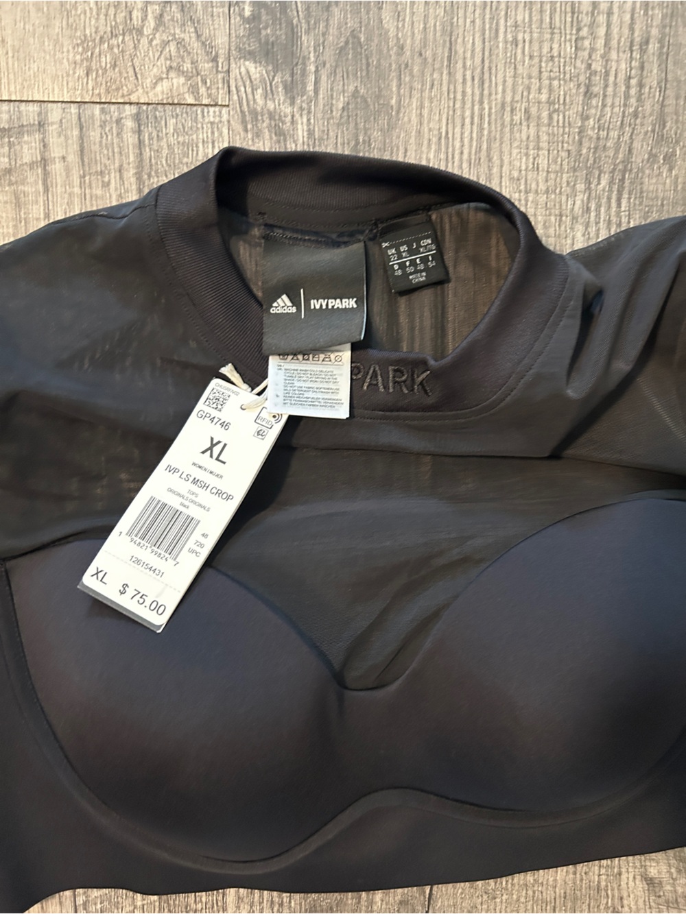 IVY PARK Black Mesh Long Sleeve Crop Top - Picture 6 of 7